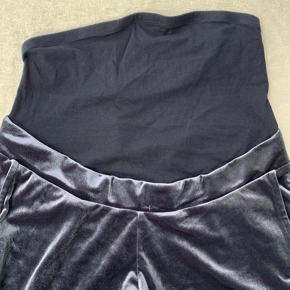 H&M Mama Blue Velour Velvet Jogger Maternity Pants - Picture 11 of 13